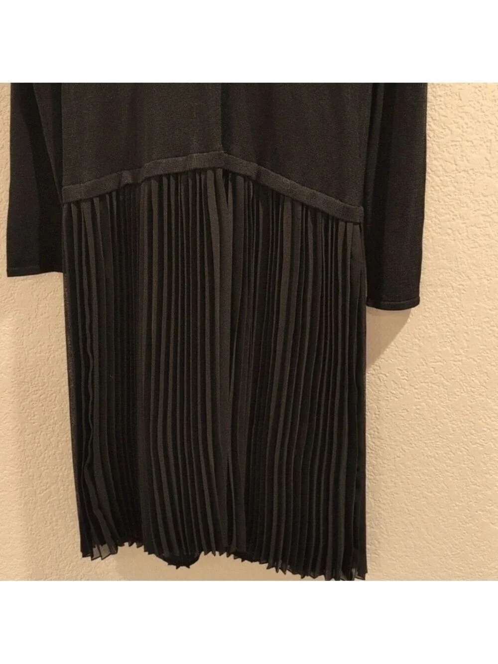 Vintage Knitted Lined Midi Dress Pleated Skirt Medium - Picture 4 of 9